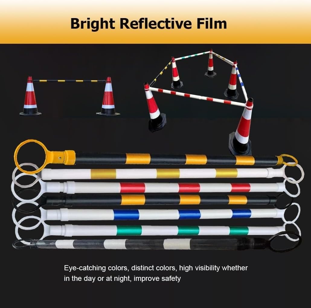 Barrera Cono Tráfico Retráctil, 1,2-2m, Cinta Seguridad Reflectante | Se extiende de 1,2 a 2 m. Cinta reflectante de grado ingeniero para control de multitudes y(White and Black,12pcs)
