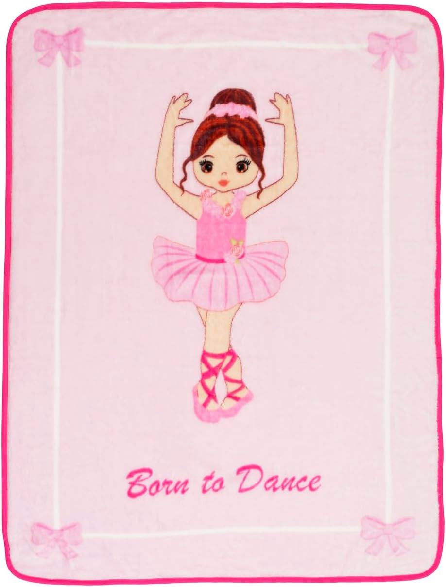 EVERYDAY KIDS Toddler Throw Blanket - 30" by 40" - Ballerina Born to Dance - Super Soft, Plush, Warm and Comfortable