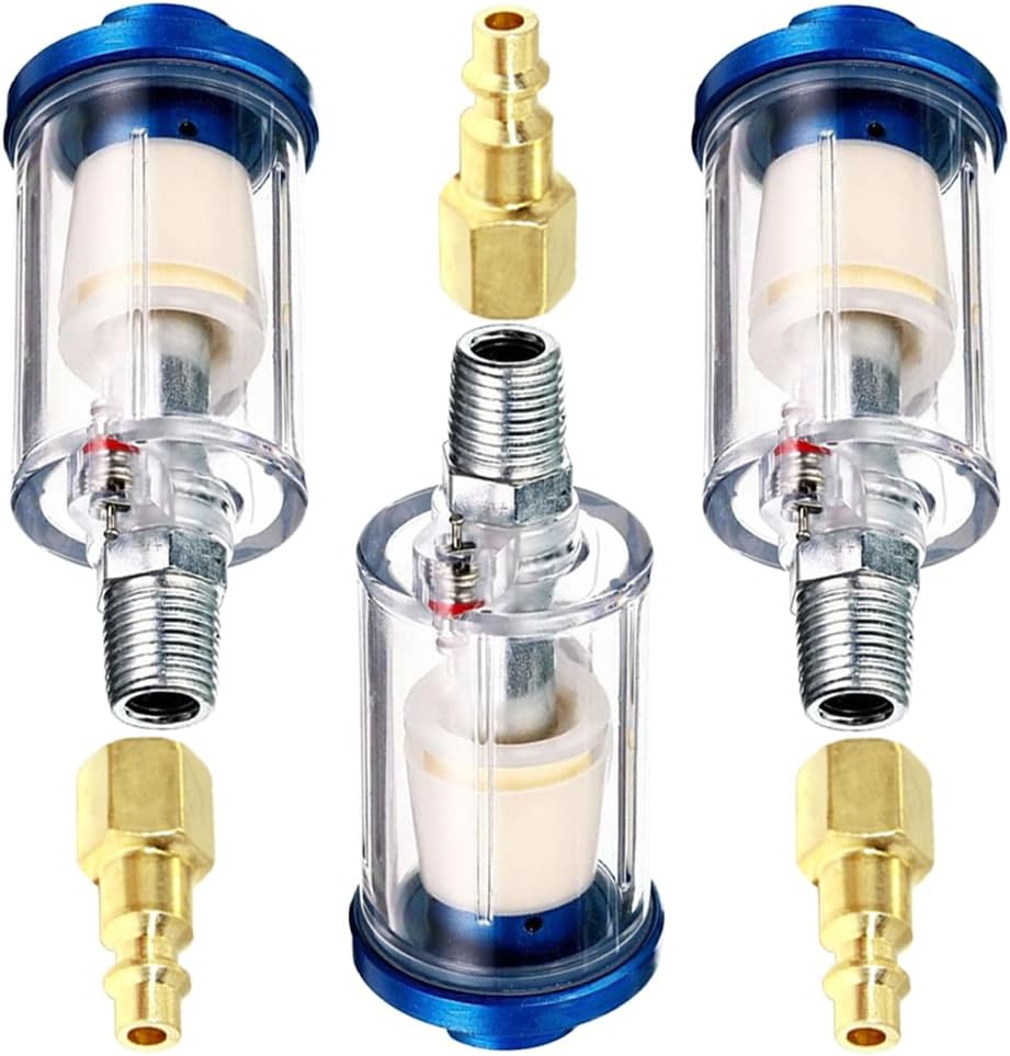 Joywayus Water Oil Separator,1/4" NPT Inlet and Outlet Filter,Spray Gun Air Compressor Tools (3PCS)