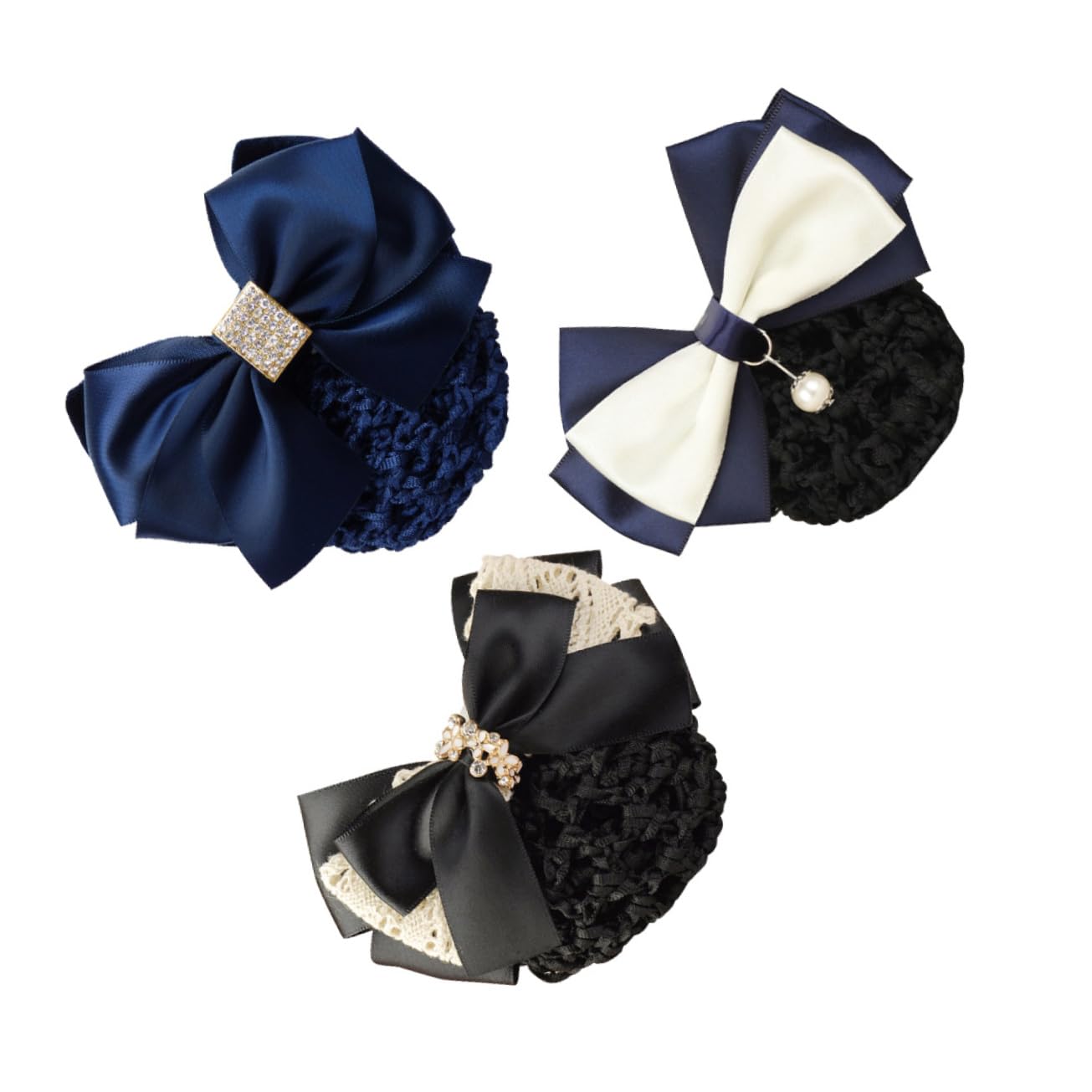 FRCOLOR 3 Set Di Fermagli Per Elastici Per Chignon Pronti Per L'ufficio Alla Moda Con Rete Per Forcine Per Appuntamenti in Pizzo 3 Pezzi*3