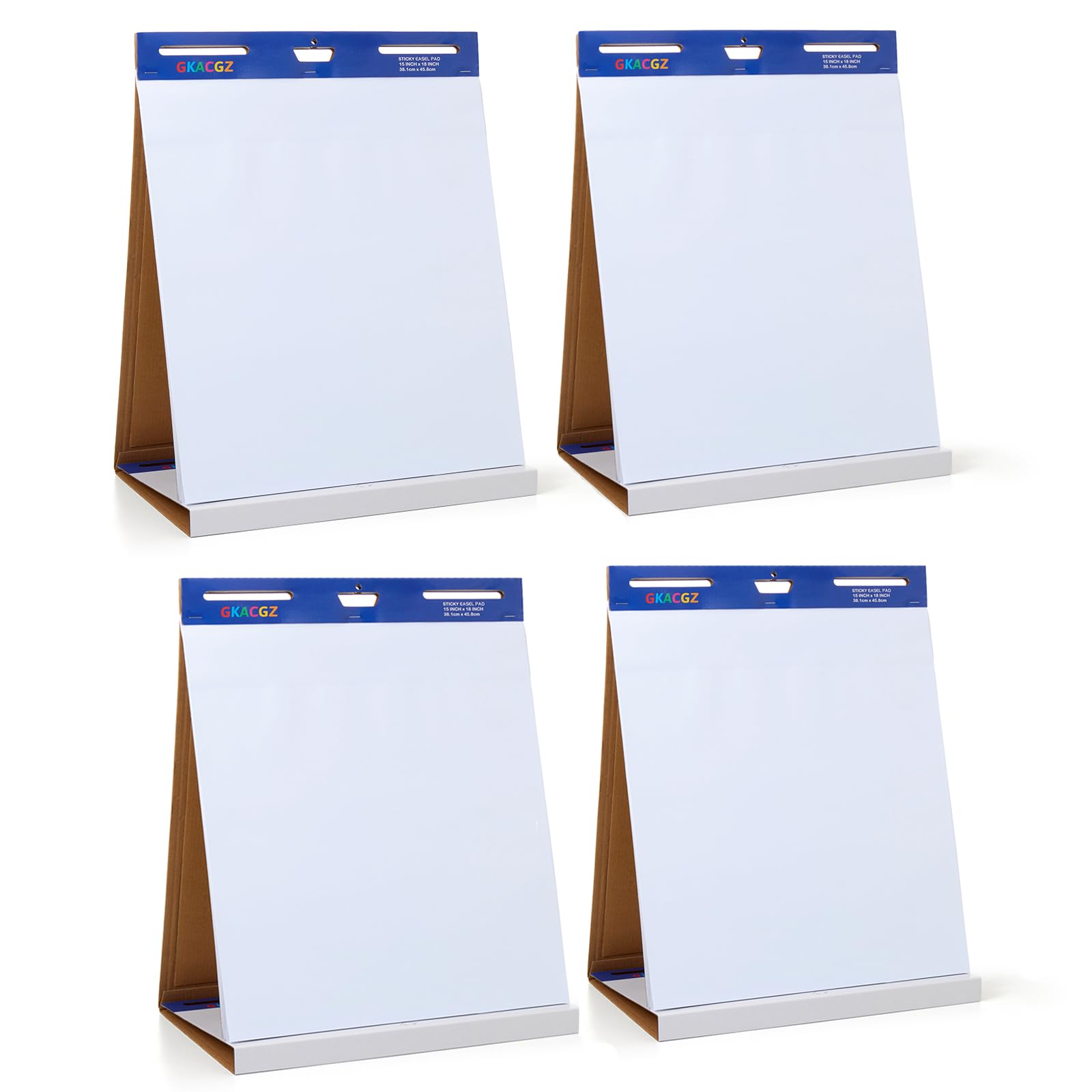 GKACGZ 4 Sets Tabletop Self-Stick FlipChart Pad, 20 Sheets, 100gsm Paper, 15 x 18 Inch, 38x45 cm,White for Team meetings,Teaching & tutoring,Project planning,Home office,Client presentations