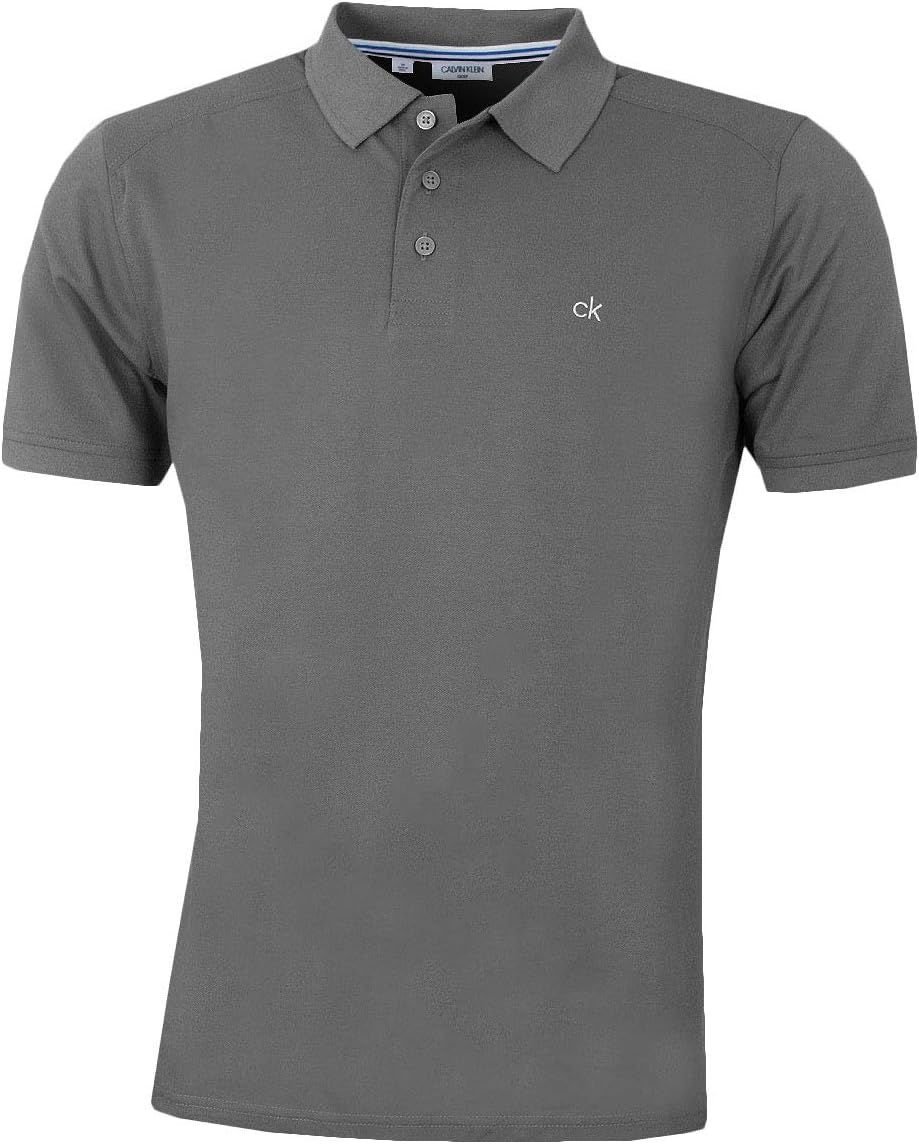 Calvin Klein Mens 2026 Campus 3 Button Ribbed Collar Golf Polo Shirt