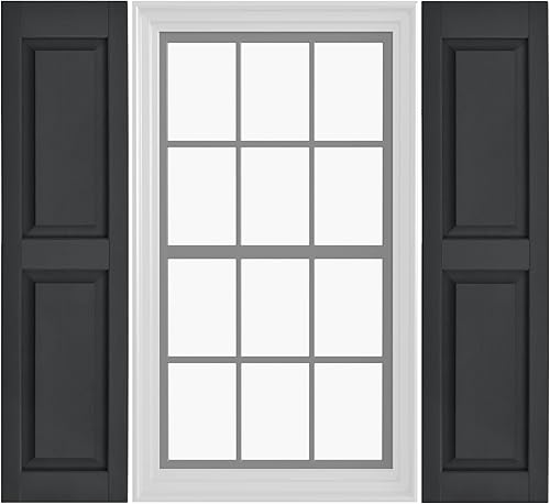 Miniatura 39 de Persianas de vinilo de panel elevado (1 par) 14.5 x 31 pulgadas - Cosmos negro/pintable Persianas exteriores Incluye accesorios de montaje