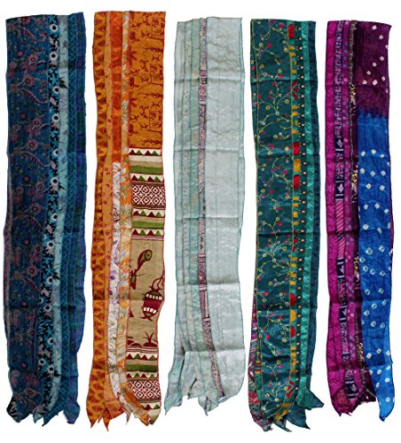 Mango Gifts Vinage Silk Sari Recycled Fashionable Multi-Color Patchwork scarf Lot 10 Pieces