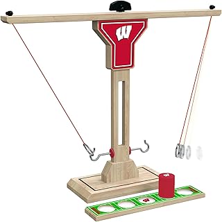 Wild Sports NCAA Wooden Ring Swing Battle - Head-to-Head Ring Toss Hook & Ring Game for College Football Fans