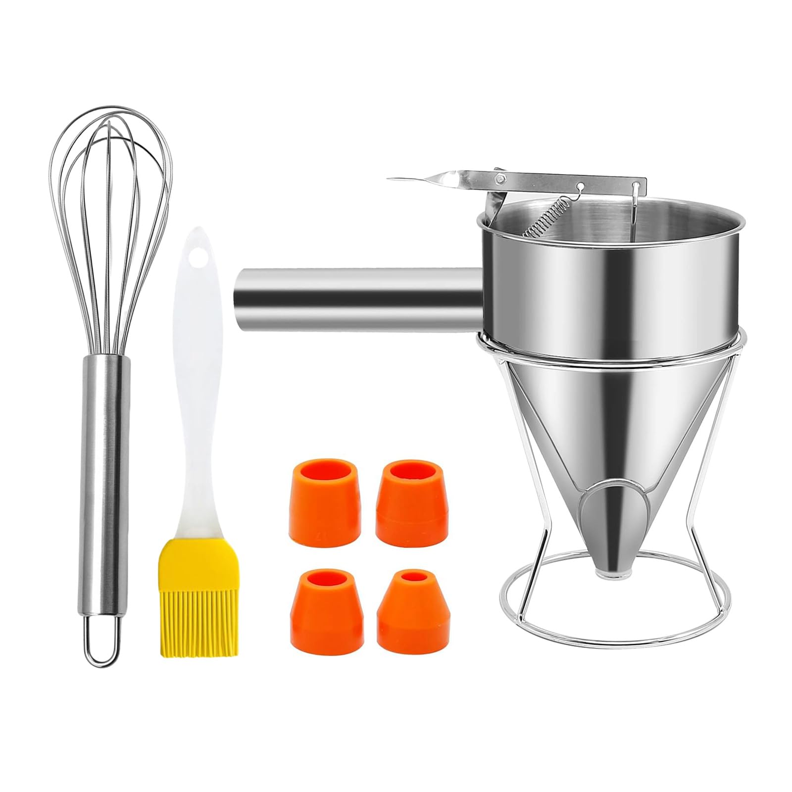 RSHuiOUXX Stainless Steel Cake Batter Dispenser Suitable for Cupieceake and Waffles Features Adjustable Flows and Sturdy Stand