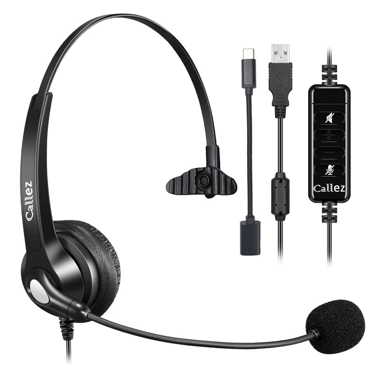 Amazon.co.jp: ヘッドセットUSB ノイズキャンセリングマイク付き 片耳