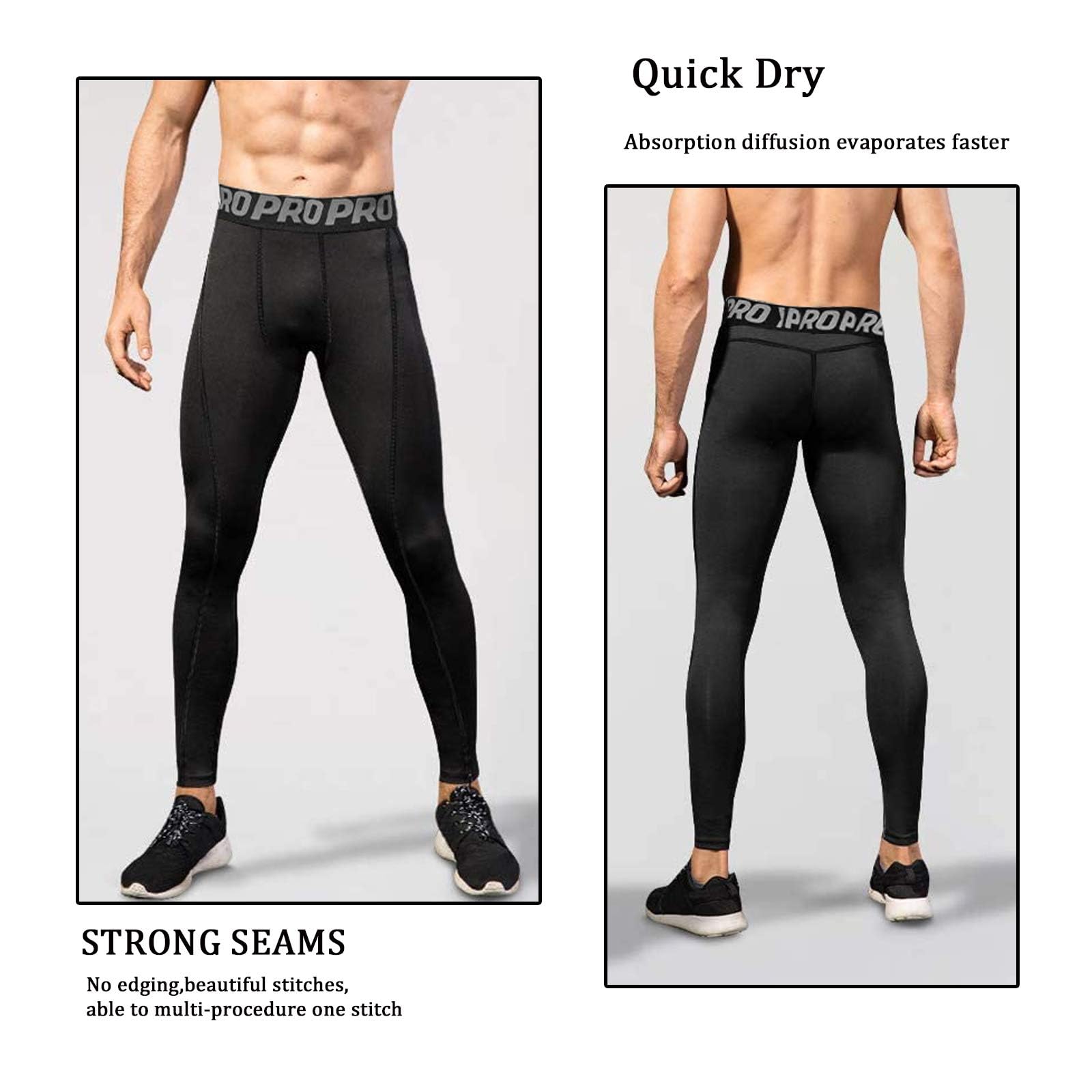 YUSHOW - Juego de 3 calzoncillos largos para hombre, térmicos, ropa interior, cálida, mallas para hombre, invierno, leggings suaves y ligeros