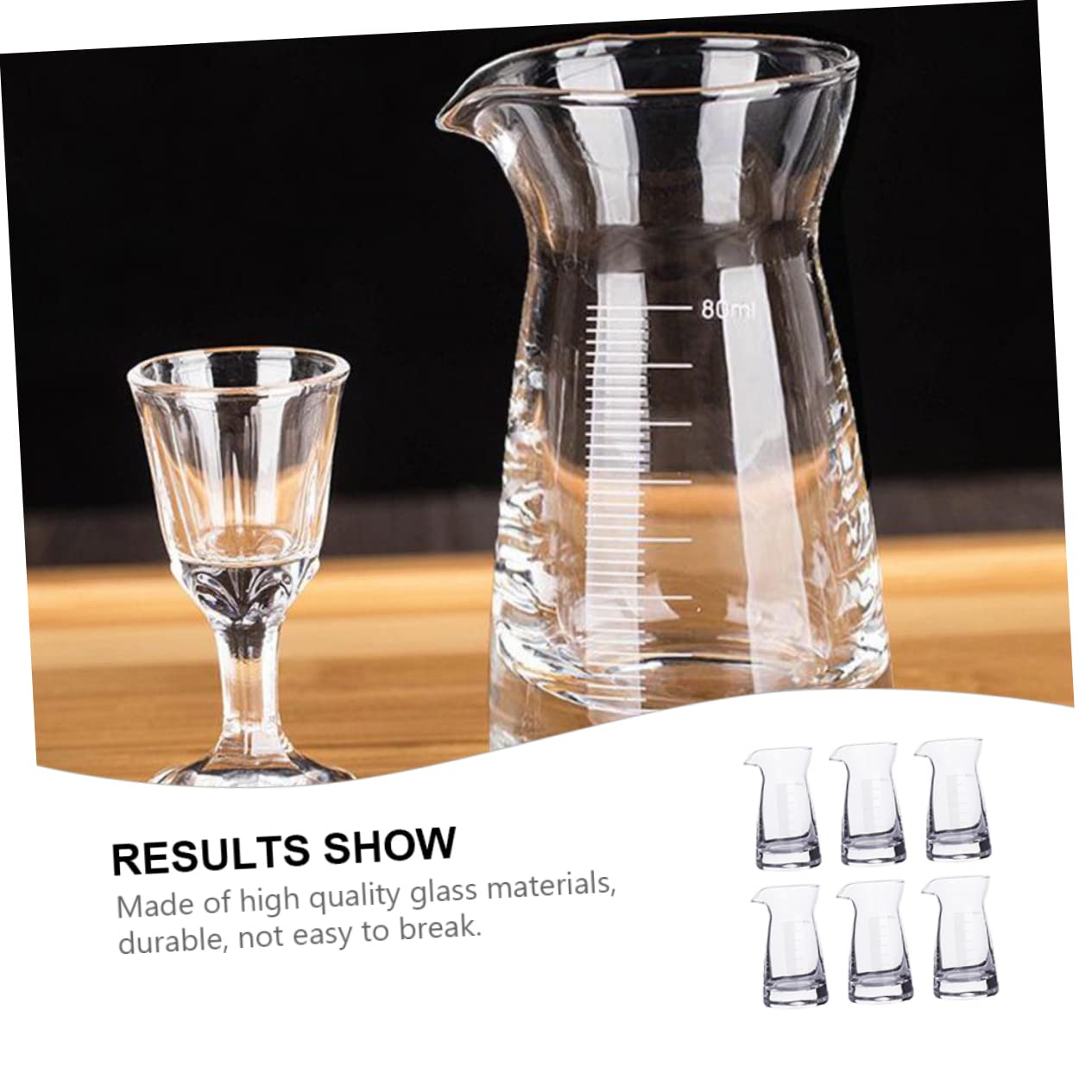 TOPBATHY Tazas Medidoras de Vidrio Juego de 6 Escala Precisa de 80ml Resistente y Fácil de Usar para Fiestas y Bar