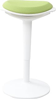 山善(YAMAZEN) 昇降 チェア (スタンディングデスク対応) ガス圧昇降式 接地部ラウンド構造(立ち姿勢で腰掛けやすい) オフィスチェア パソコンチェア 幅42.5×奥行38.5×高さ55-69.5cm 組立かんたん ライトグリーン HPSC-55(LGR/WH) テレワーク
