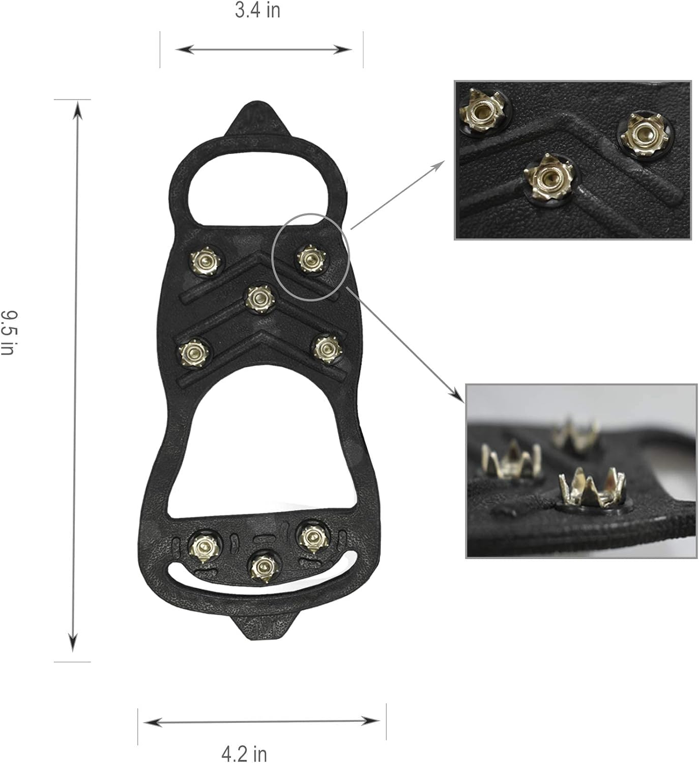 Alovexiong M/L Size 2 Pairs of Anti-Slip Snow Ice Cleats 8 Steel Studs Anti Slip Ice Snow Grips Crampons Outdoor Adventure Walk Hiking Shoes Traction Cleats, Anti-Slip Gear for Wet Mud, Ice and Snow