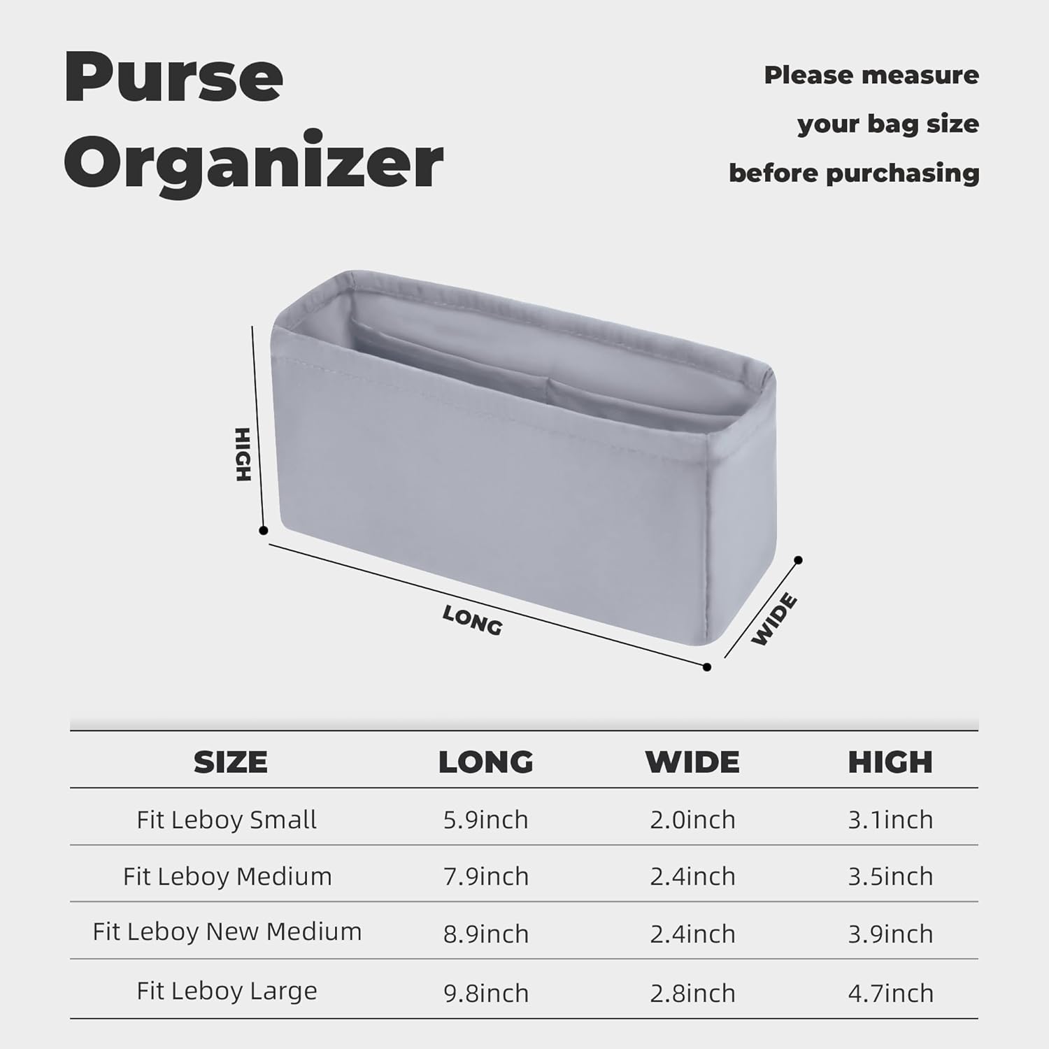 Purse Handbag Silky Organizer Insert Keep Bag Shape Fits LV Chanel Leboy Small/Medium/New Medium/Large Bags, Luxury Handbag Tote Lightweight Sturdy(Medium 25,Bleu pale)