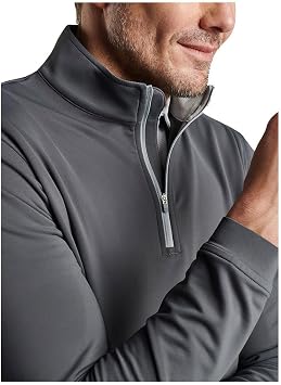 PETER MILLAR Mens Quarter Zip Knitwear, M, Grey