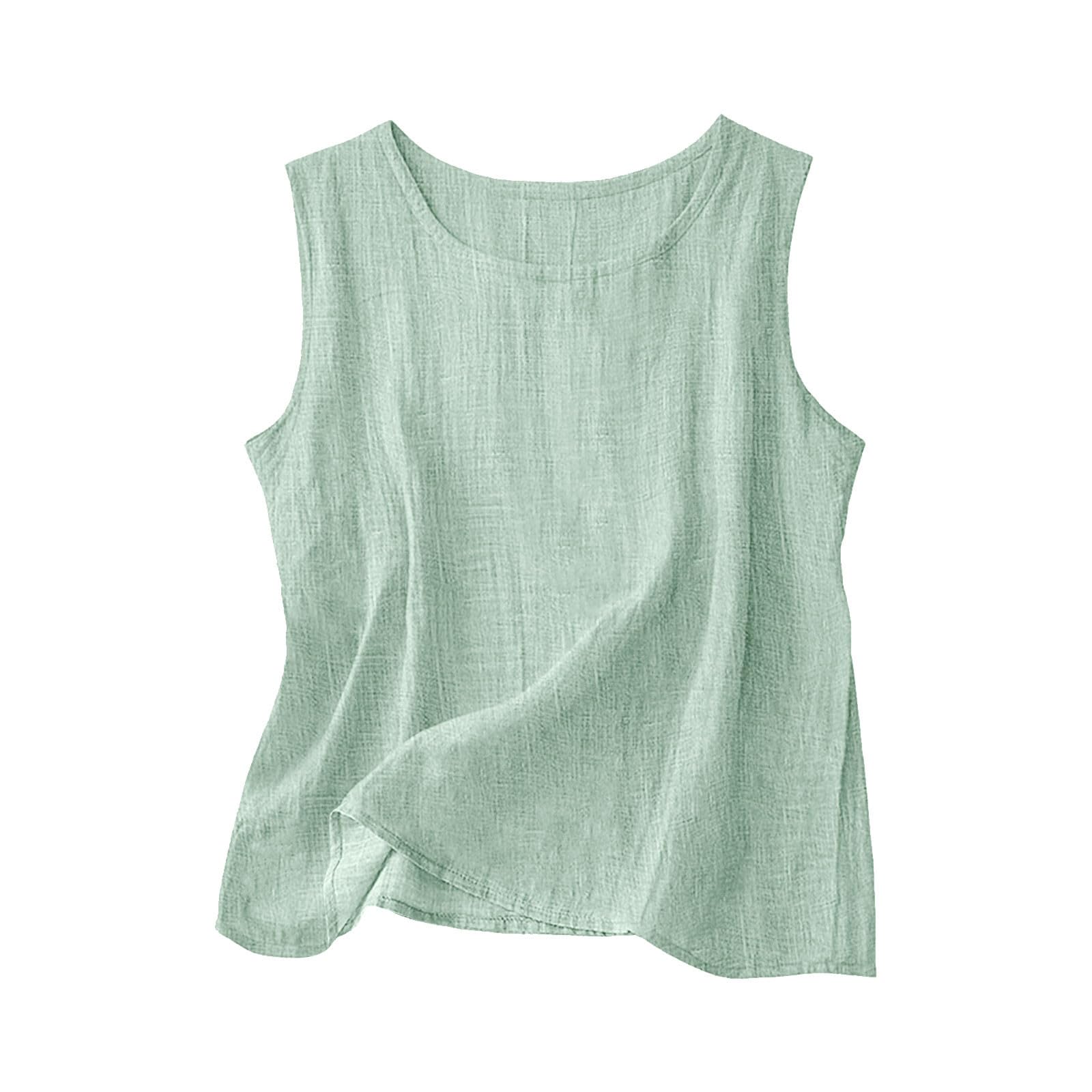 Linen Shirts for Women Linen Crewneck Tank Tops 2026 Spring Summer Beach Sleeveless Tops 2026 Fashion Vacation Shirts — view 12