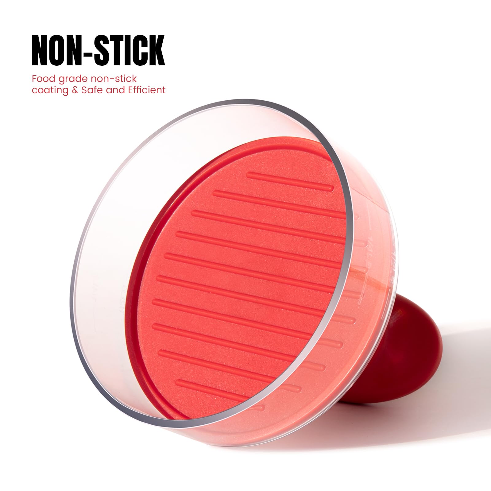Burger Press, 6.4 inch Round Burger Smasher, 2 in 1 Non-Stick Burger Press Patty Maker for Making 1/2 lb and 1/4 lb BBQ Baking Stuffed Burgers Beef Burger(Red) — view 4