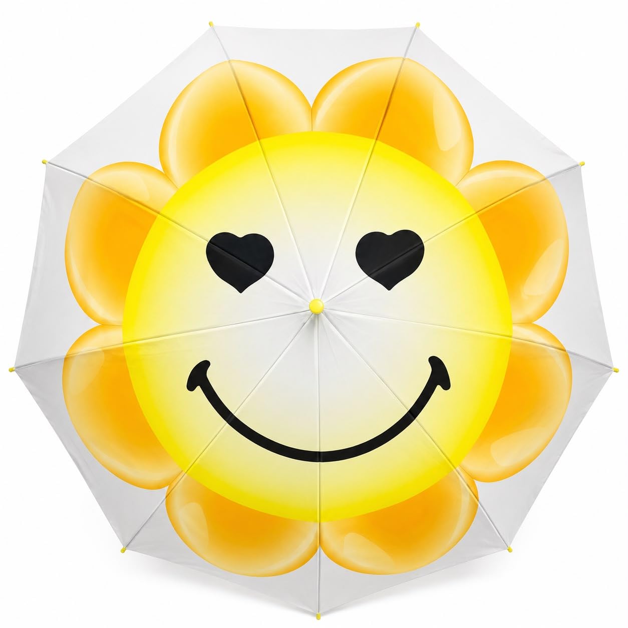 Smiley Flower Transparent Kids Umbrella | Waterproof Dome Rain Umbrella for Boys & Girls | Lightweight with Strong Fiberglass Frame | Comfortable J Handle | Safe Rounded Tips | School & Outdoor Use-picture-33
