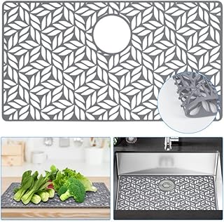 Silicone Sink Protectors for Kitchen Sink 28.25"x15.25" Sink Protectors for Bottom of Farmhouse Stainless Steel Porcelain with Rear Drain Hole for Sink Bowl,Sink Mat for Rectangle Porcelain Sink