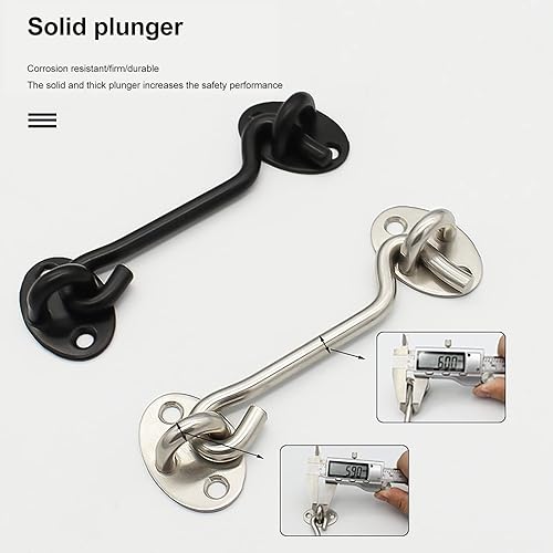 Miniatura 7 de Cierres de acero inoxidable para puerta de granero, ganchos de cabina y cierre de ojo para puerta de baño, hebilla de puerta corrediza, cerradura de