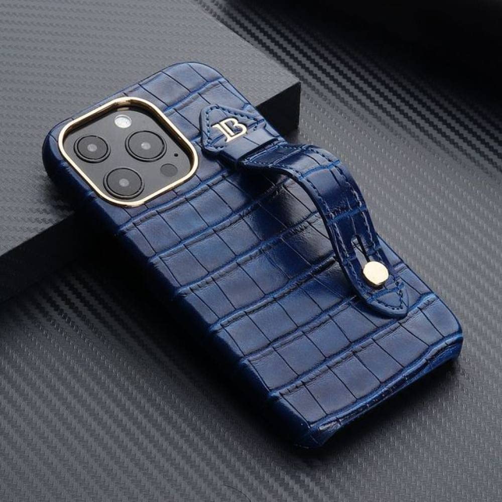 Étui en cuir de crocodile LVTFCO bleu compatible iPhone 11 Pro avec support - 8