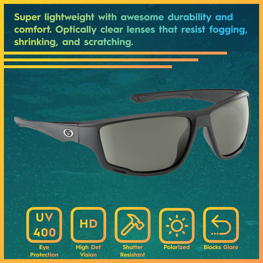 Flying Fisherman Solstice, Matte Frame Lens Polarized Retangular Sunglasses, Black/Smoke, Large