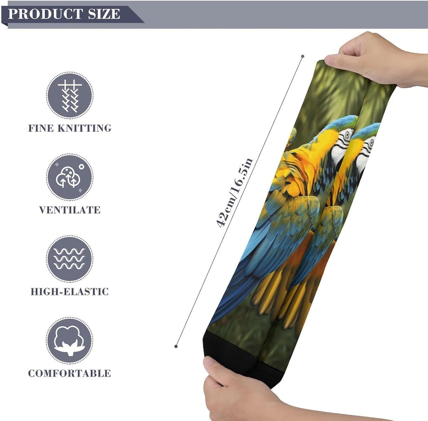 Yellow Wings Blue Parrot Knee High Soccer Socks Moisture Wicking