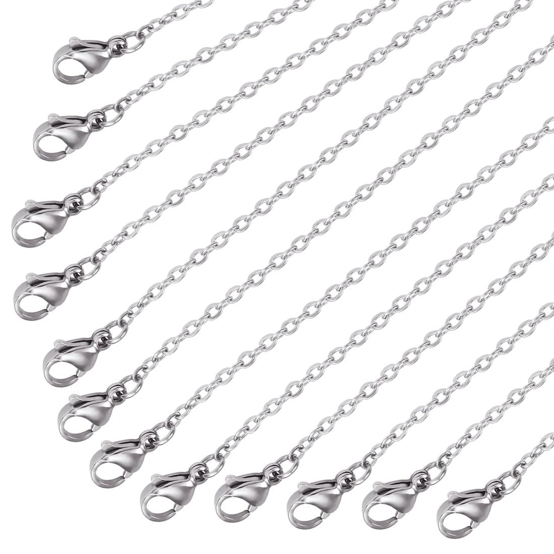 Kit Catene In Acciaio Inox Per Gioielli - 12m, 2.4mm + Chiusure E Anelli - Per Collane, Braccialetti Fai Da Te