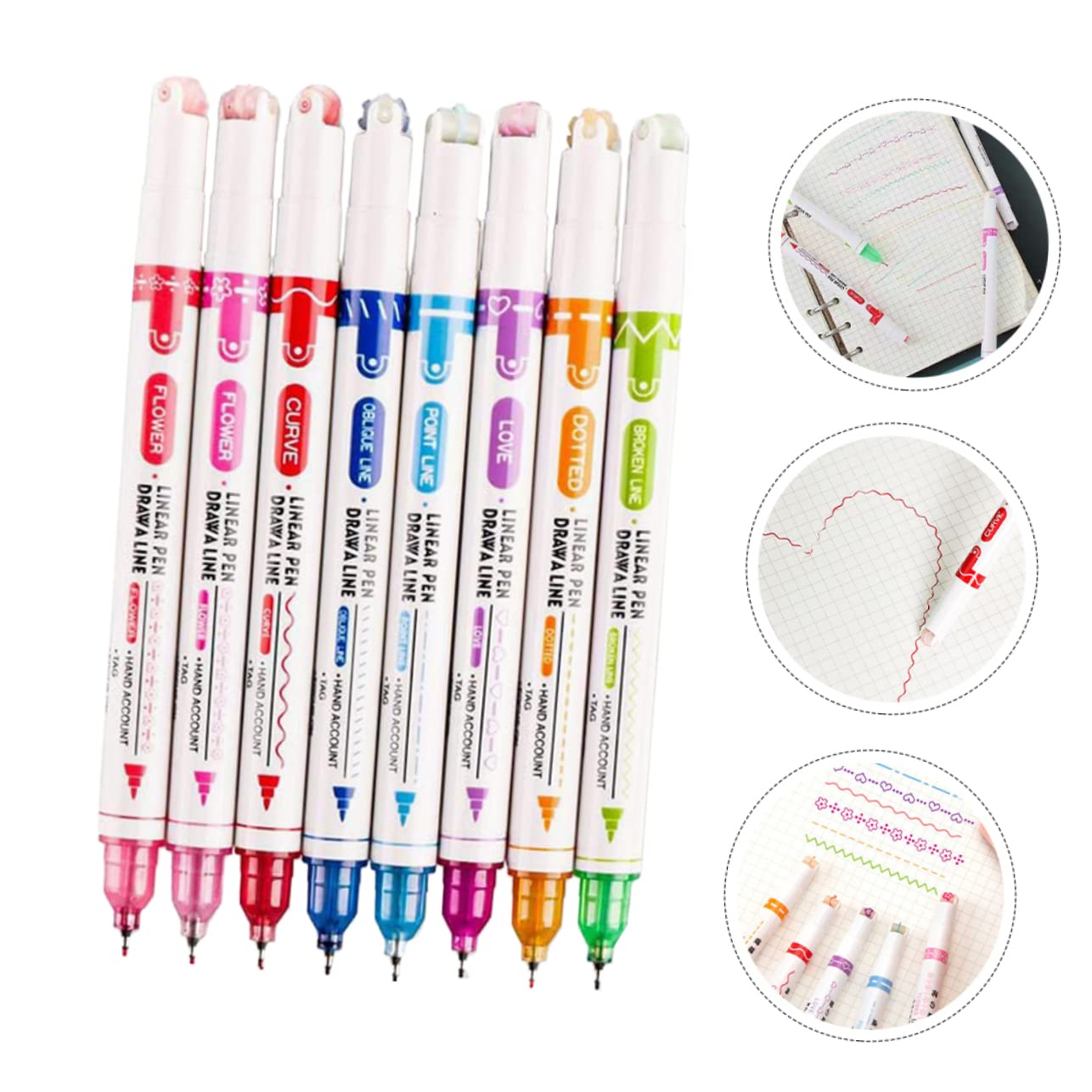 4 Ensembles Stylo Double Courbe Stylo De Peinture Domestique Stylos Courbes Stylos À Bille Stylo pour Scrapbooking Stylo Courbe Multicolore Stylo De Contour Plastique 8 Pièces * 4