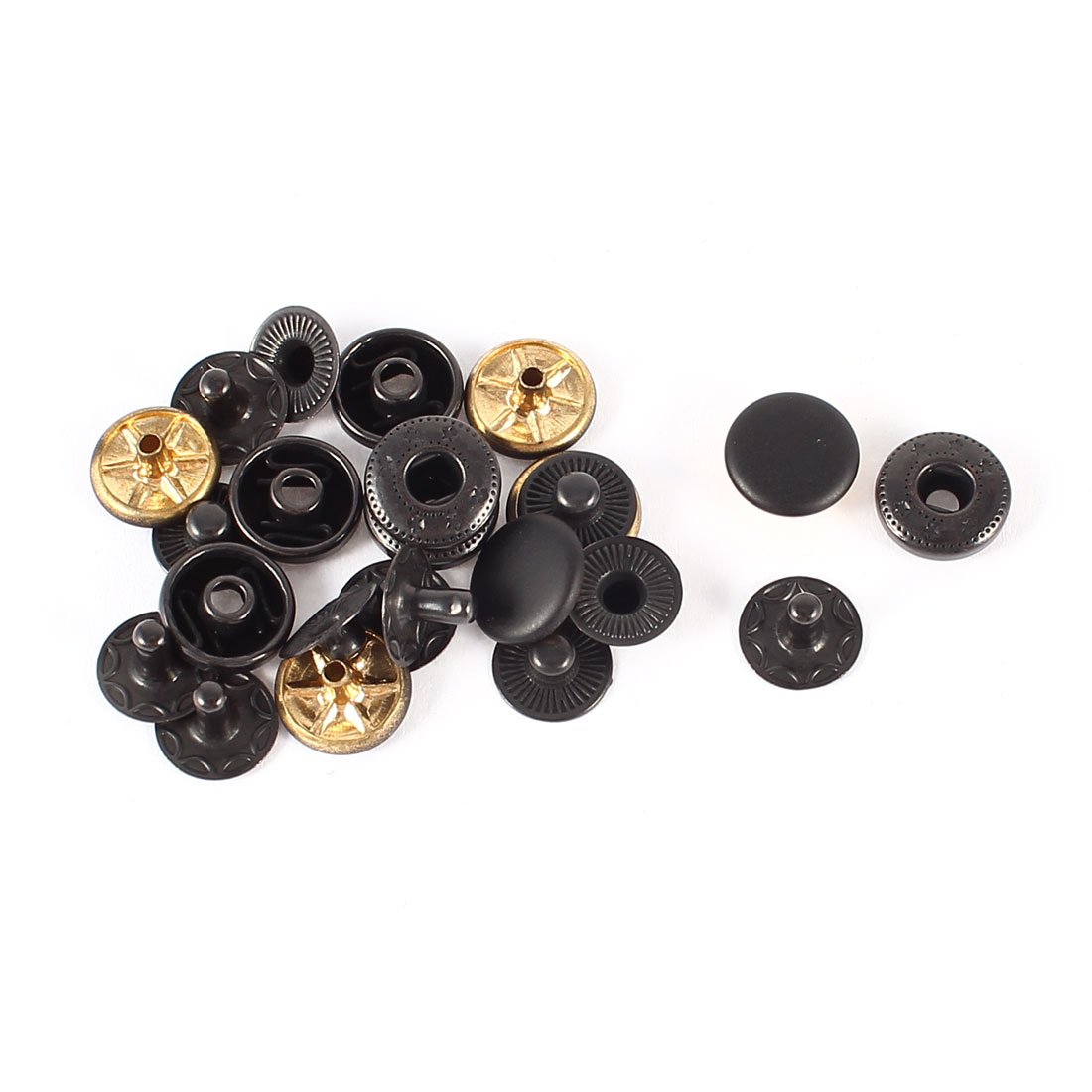 Uxcell Black Sourcing Map Snap Fastener Poppers Sewing Press Studs Buttons 10Mm 6 Sets