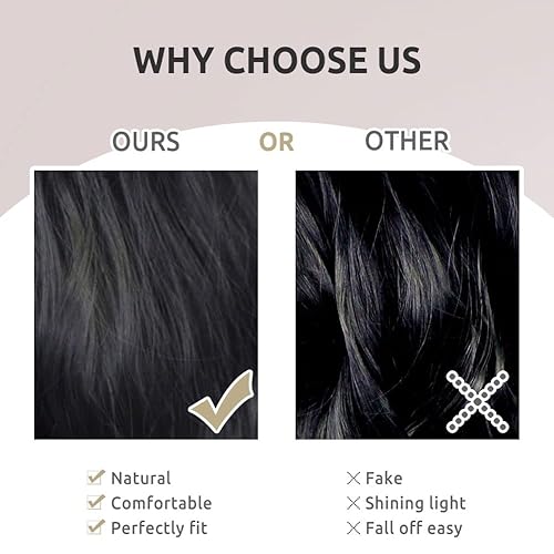 Miniatura 6 de Onpep Peluca de cabello rizado largo y ondulado negro con aspecto natural encantador pelucas sintéticas resistentes al calor para las mujeres