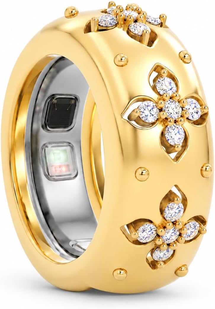 Smart Ring Cover Compatible with Oura Ring 5, Gold Stackable Ring Jacket