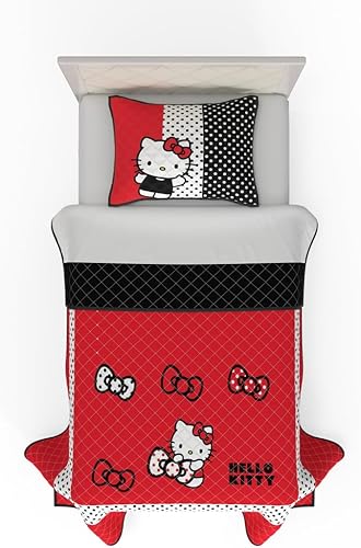 Franco Collectibles - Juego de funda de edredón de tamaño individual, suave y acogedora manta de lunares rojos (producto oficial)