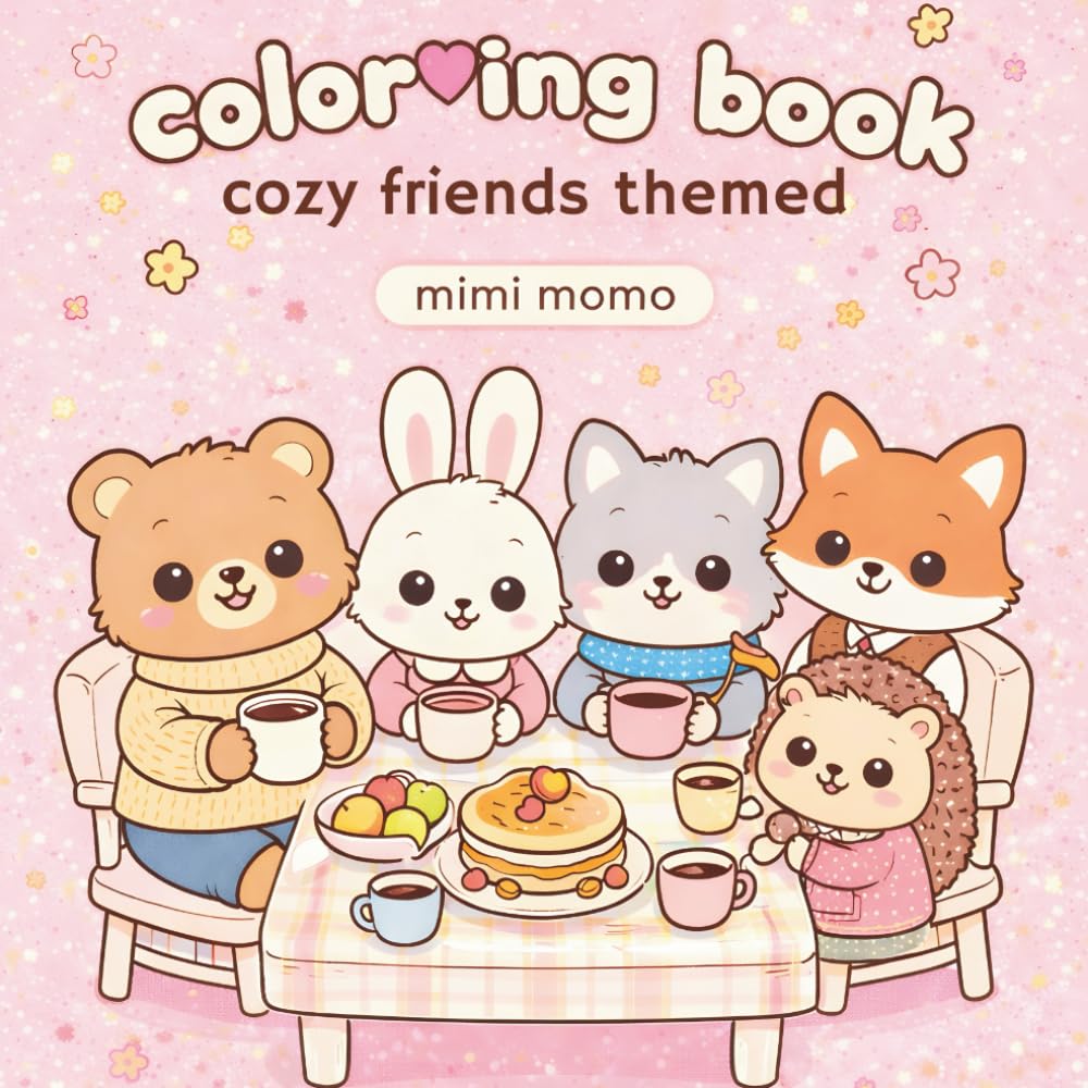 cozy friends themed coloring book: Bold and Easy Cute Coloring Book for Kids & Adults | Cozy Animal Story