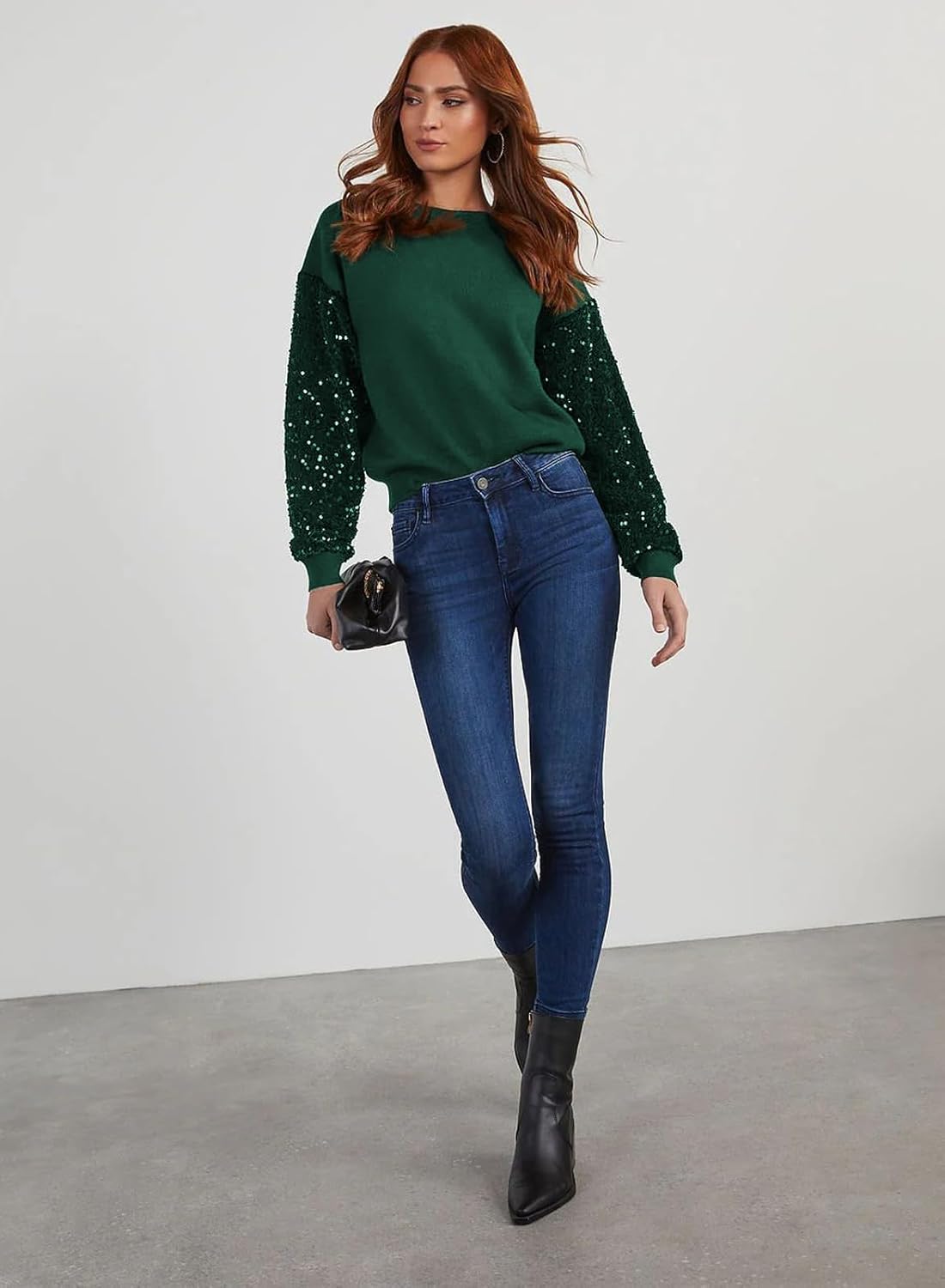 miduo Womens 2026 Fashion Crewneck Sequin Long Sleeve Casual Patchwork Sparkle Shimmer Pullovers Sweaters - Image 5