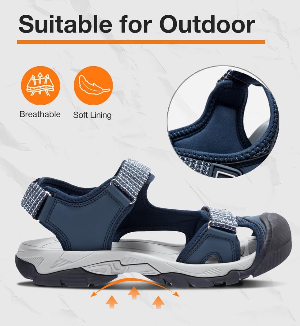 CAMEL CROWN Women's Hiking Sandals Waterproof Closed Toe Water Sandals Comfort Adjustable Athletic Outdoor Sandals for Summer Beach Hiker Trekking Camping