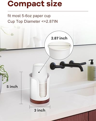 Miniatura 5 de Dispensador de tazas de baño de alta calidad, soporte para vasos de papel para 5 tazas de baño de 6 onzas, organización de almacenamiento de baño,