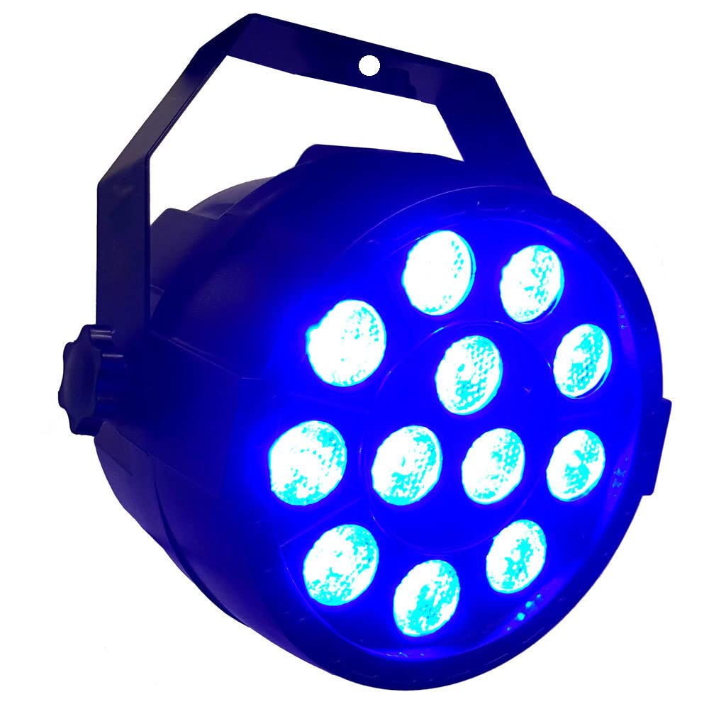 12 x 3 W RGB LED reflektor sceniczny z pilotem zdalnego sterowania, DMX512 / sterowanie muzyką/Master-Slave, dla DJ-ów, na scenę, imprezę, do klubu, baru i do użytku domowego, przenośny i
