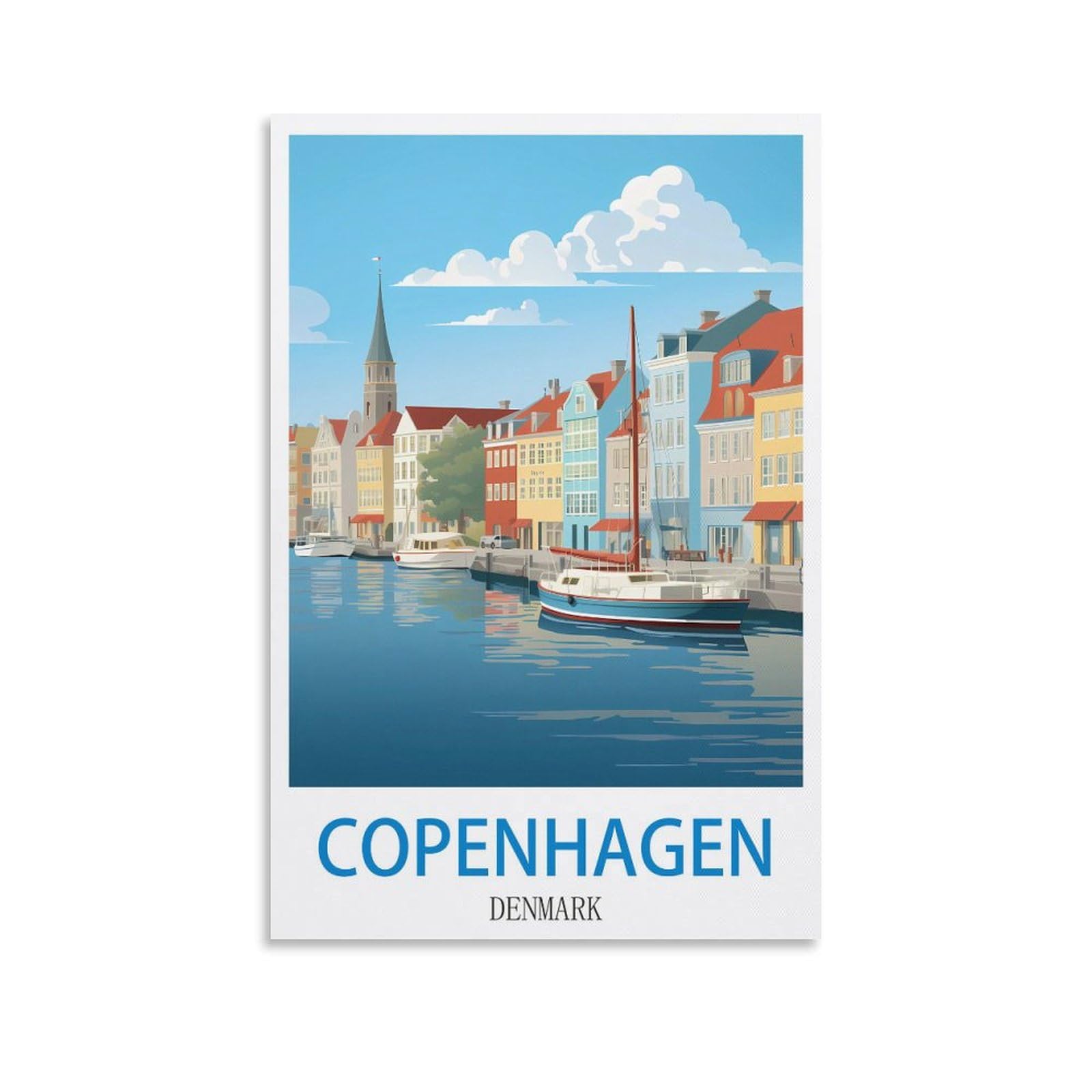 Fzyuen Unframe-Style Copenhagen Denmark Vintage Travel Posters 08X12inch(20X30cm) Canvas Wall Art Prints For Wall Decor Room Decor Bedroom Decor