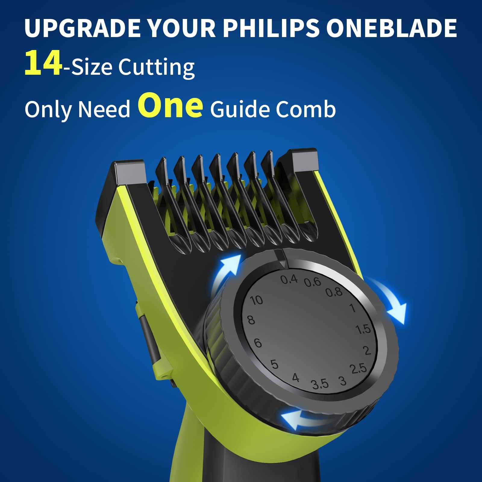 Photo 1 of 14-in-1 Adjustable Guards Comb, Attachment for Hybrid Electric Trimmer QP2520 QP2530 QP2620 QP2630, from 0.4 to 10mm Precision Length, with Body Comb and Skin Guard