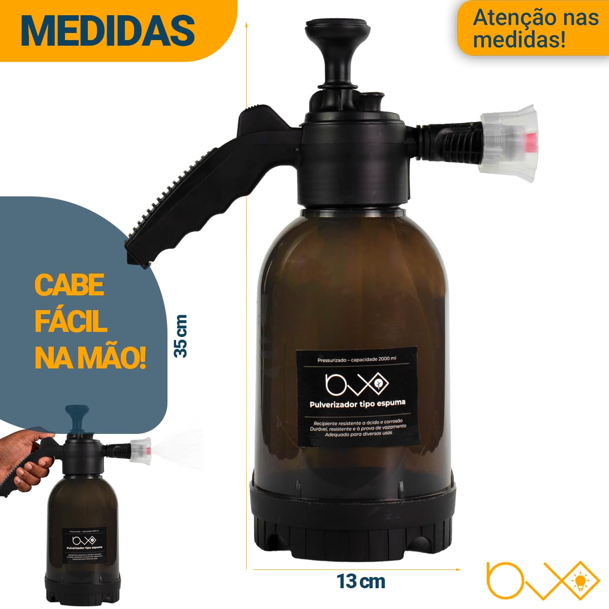 BVX House Pulverizador Manual com Bomba de Pressão, 2 Litros