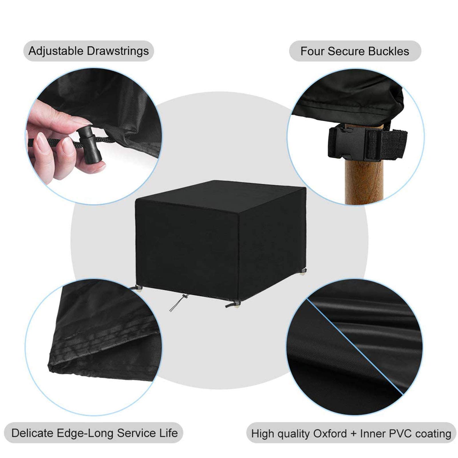 Fodere per mobili da Giardino 220x220x85cm, Copertura per mobili da Giardino, 420D Resistente Tessuto Oxford Antivento Impermeabile Anti-AV Cubo Copritavolo da Esterno