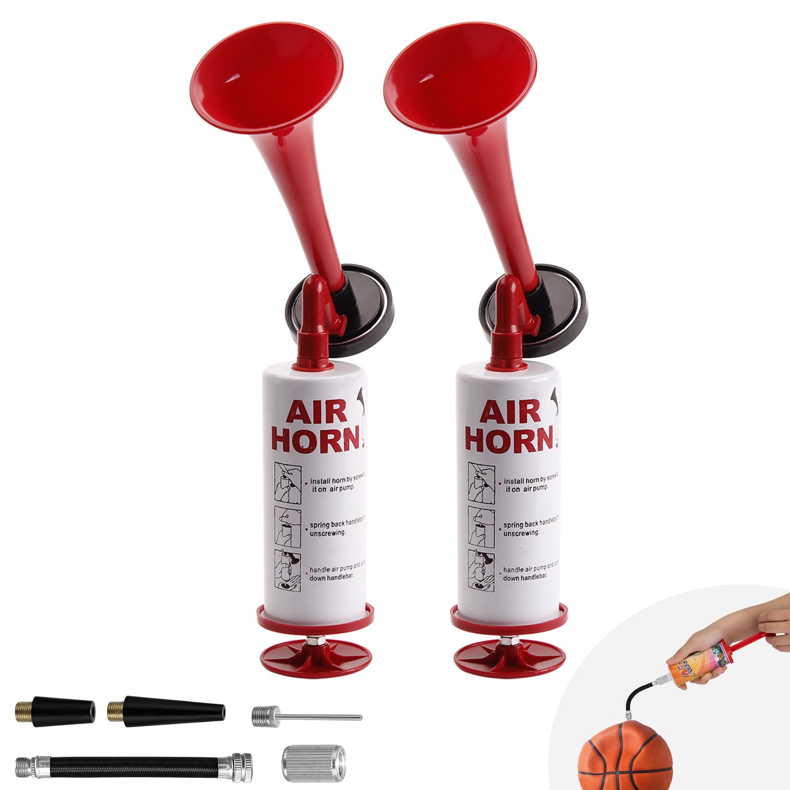 Hand Pump Air Horn for Boat Safety Noise Maker for Sporting Events