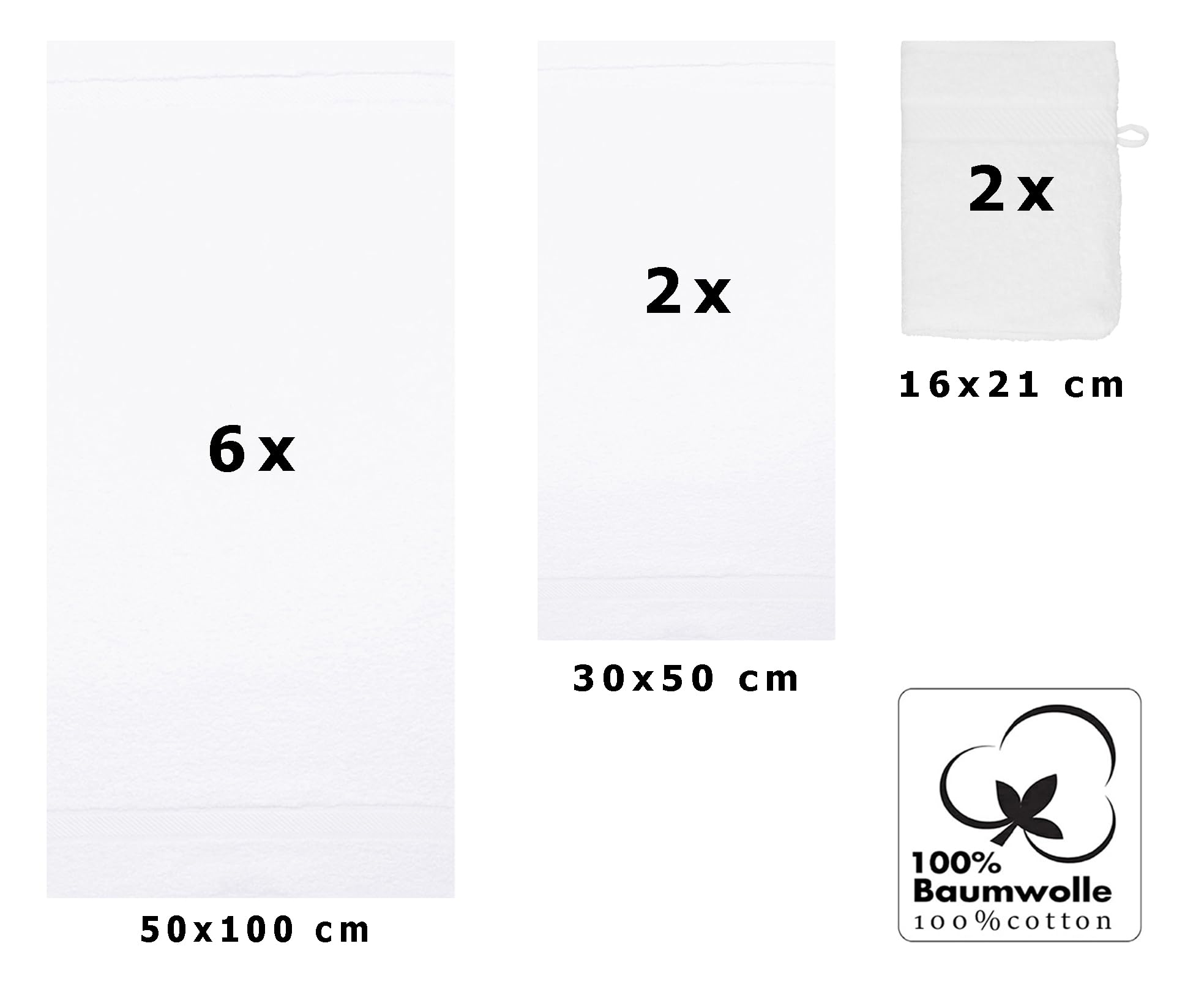 Betz 10-TLG. Handtuch-Set Palermo 100% Baumwolle 6 Handtücher 2 Gästetücher 2 Waschhandschuhe Farbe weiß