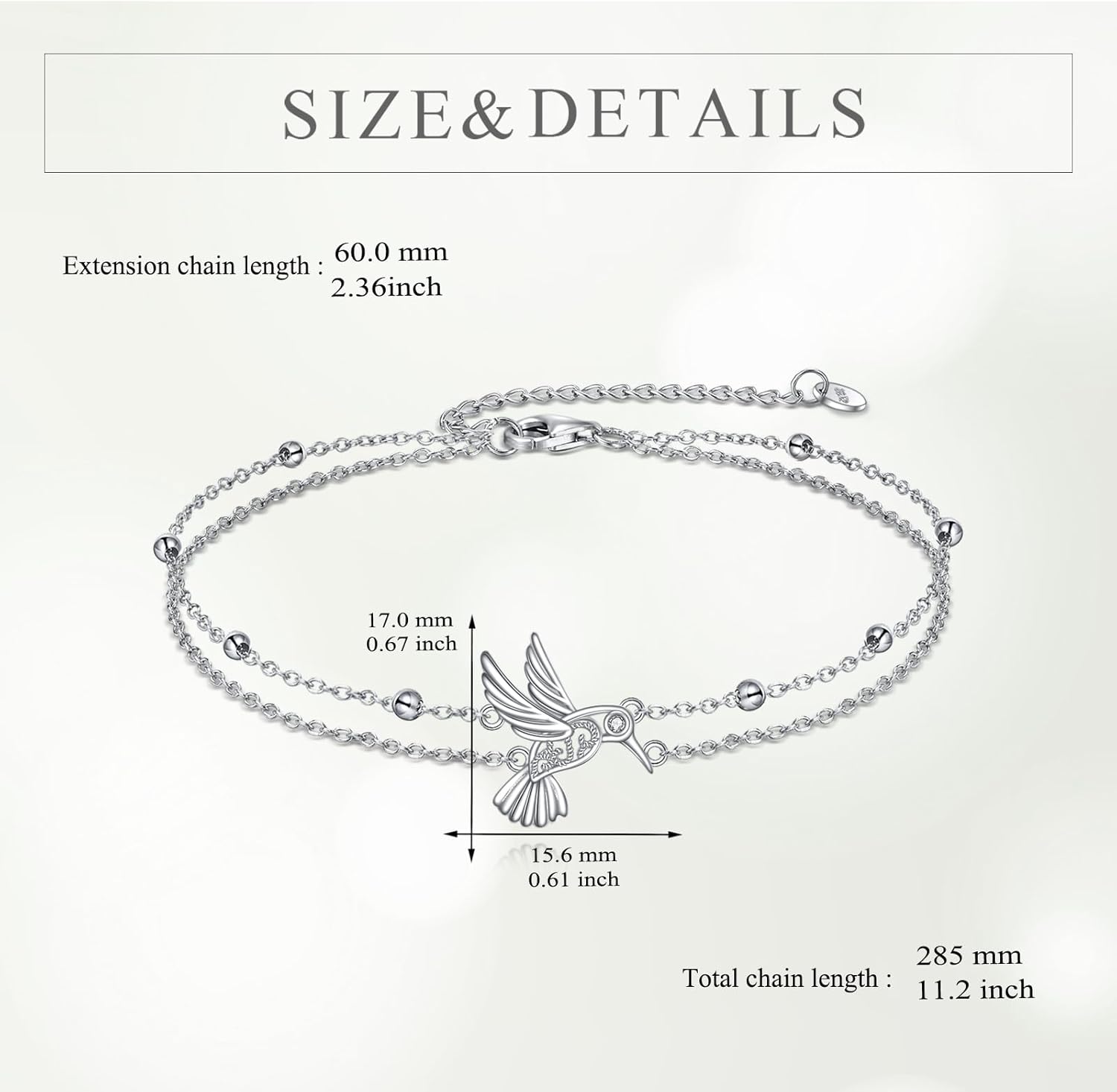 POPLYKE Bracelet for Women 925 Sterling Silver Dove/Hummingbird/Cat Animal Bracelet Jewelry Gifts for Mother Daughter Sister Grandma - Image 5