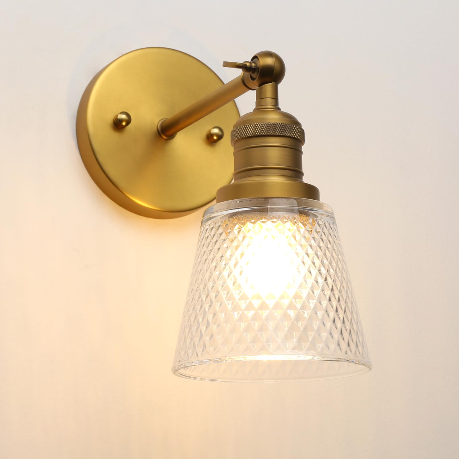 applique da parete in ottone con paralume in vetro, lampada da parete industriale per interni a 1 luce per camera da letto Bagno Vanity Corridoio sopra il lavello della cucina