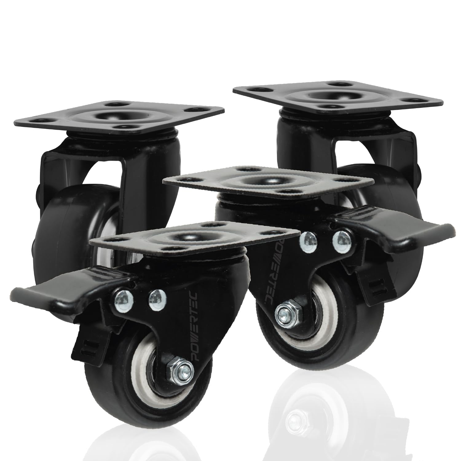Roulettes de fixation POWERTEC pour déplacer et bloquer facilement une boîte à outils lourde