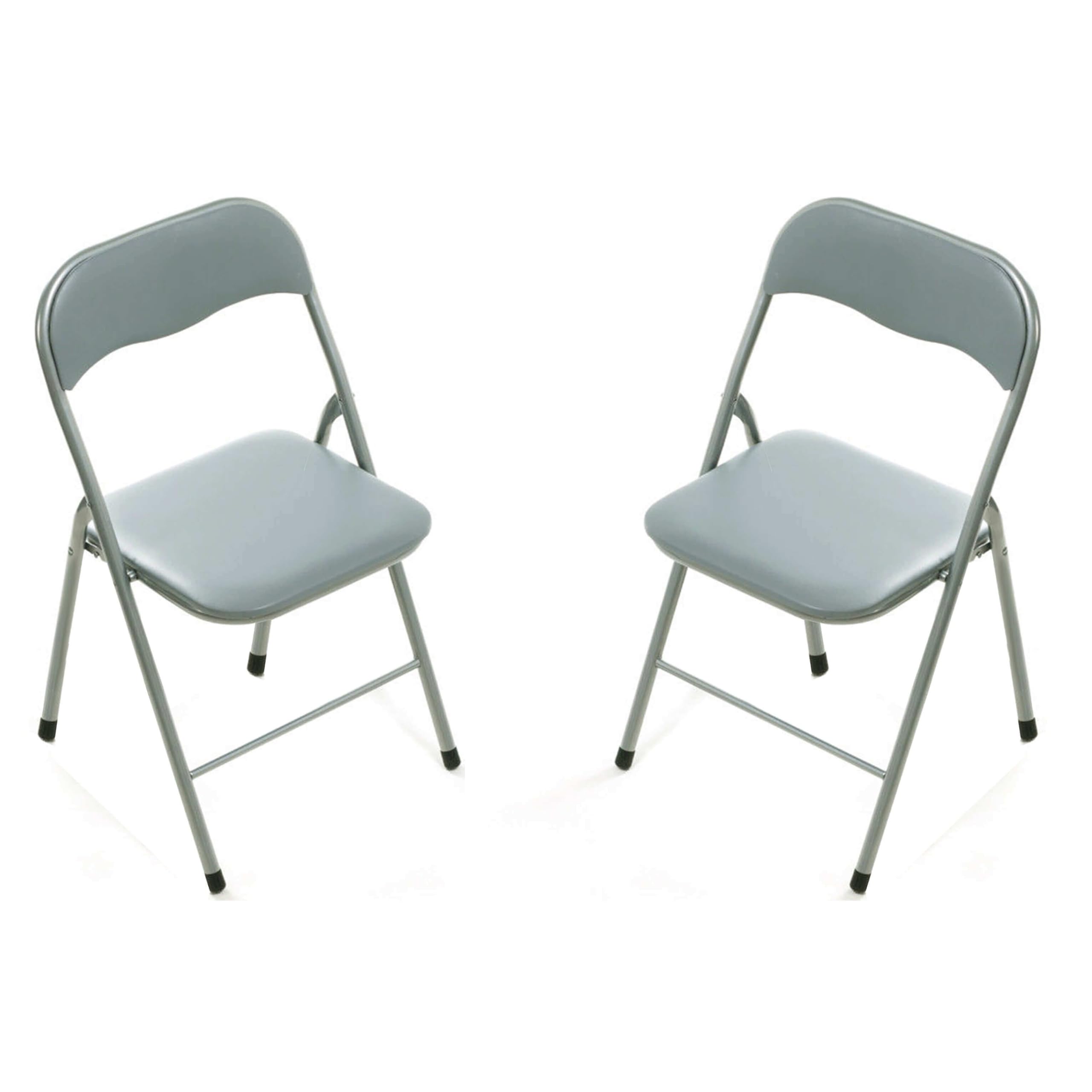 MilaniHome.it - Set di 2 Sedie Pieghevoli Slim Grigio Chiaro Opache Struttura Grigia per Interno Sala da Pranzo Salotto Cucina Ufficiodi coloreGrigio