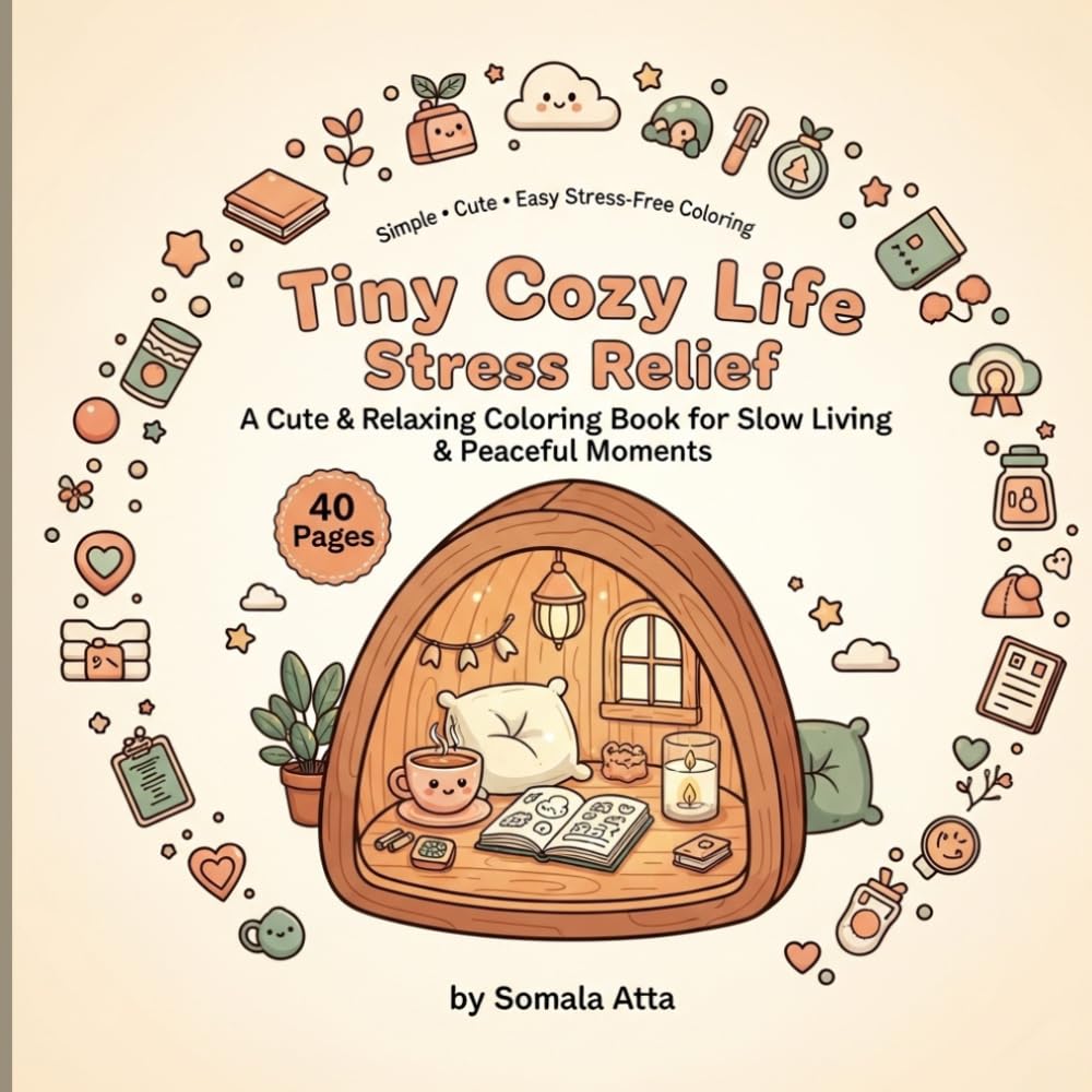 A Cute & Minimal Coloring Book of Slow Living, Little Comforts & Simple Peaceful Moments