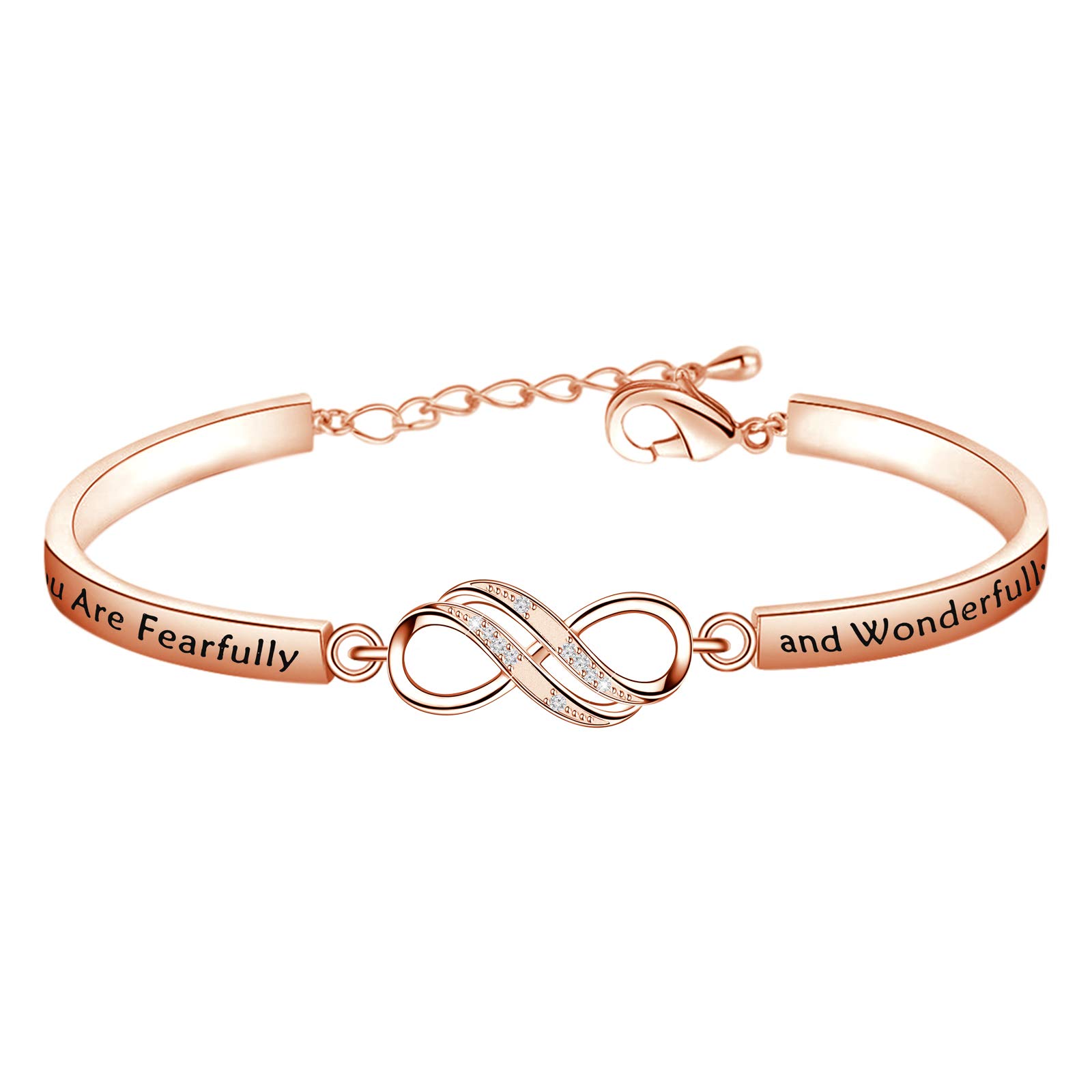 FEELMEMReligious Jewelry Baptism Gift You Are Beautiful for You Are Fearfully and Wonderfully Made Infinity Bracelet PSALM 139:14 Gift