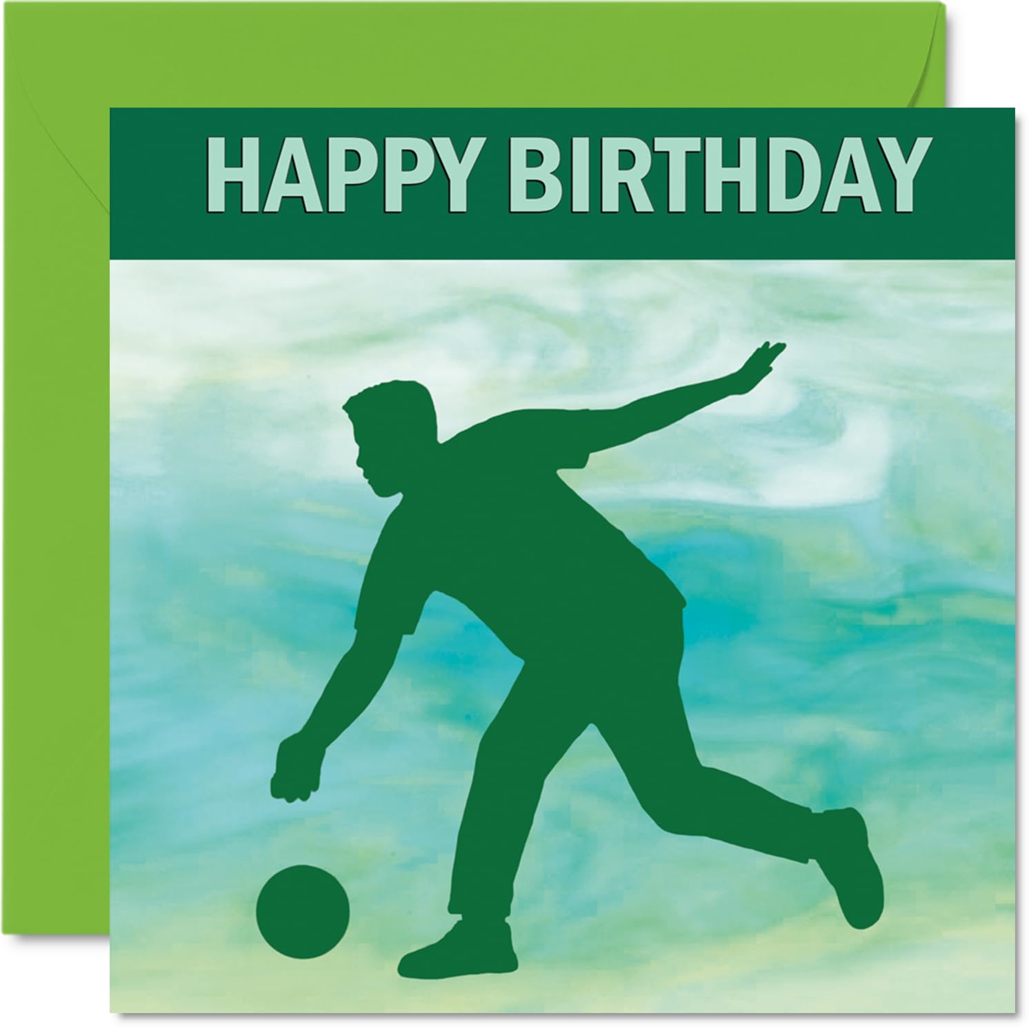 Bowling Sport Birthday Cards - Boys in Sports - Happy Birthday Card for Boy Son Brother Grandson Nephew Uncle Cousin, 145mm Bday Greeting Cards