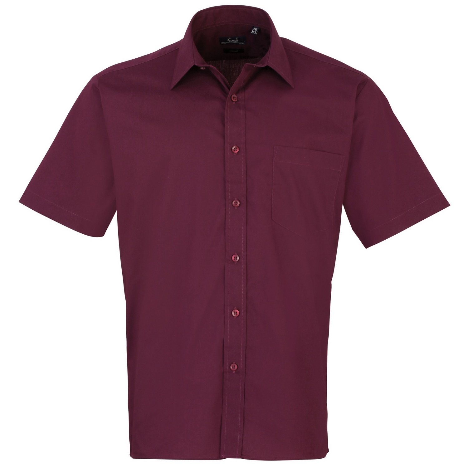 Premier Men's Aubergine Short Sleeve Formal Poplin Plain Work Shirt (14.5) (Aubergine)